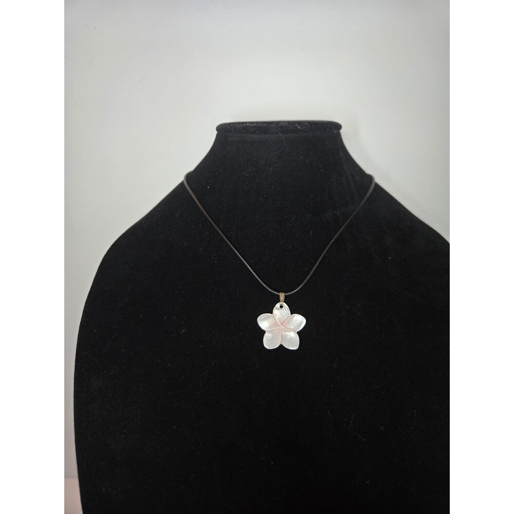 Plumeria Necklace Light Pink Black Cord Lobster Clasp